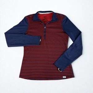 Patagonia Capilene 1/4 Zip Pullover Womens S Red Blue Striped Lightweight Top